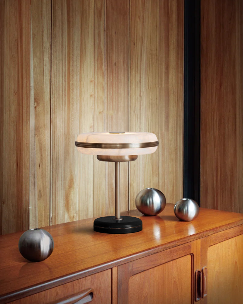 LightsStory Serene Alabaster Round Table Light - White Stone - Small