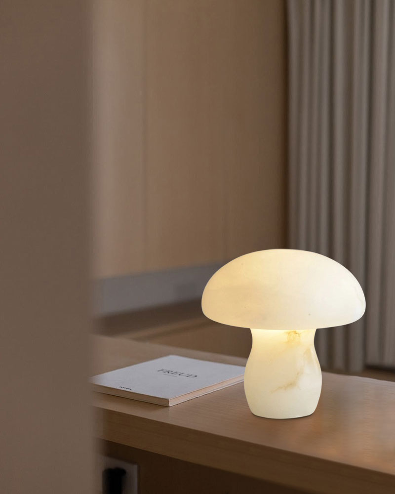 E27 white Cosy table lamp with mushroom marble shade for bedroom, dining, stydying