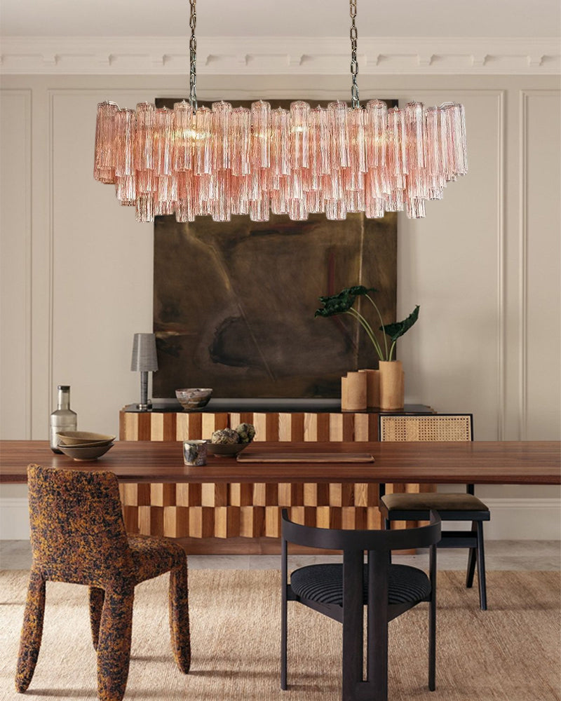 10/14/20/25 light Linear Large Murano Colorful Glass Chandelier in Brass/Chrome Hardwared Luxury Modern Chandelier