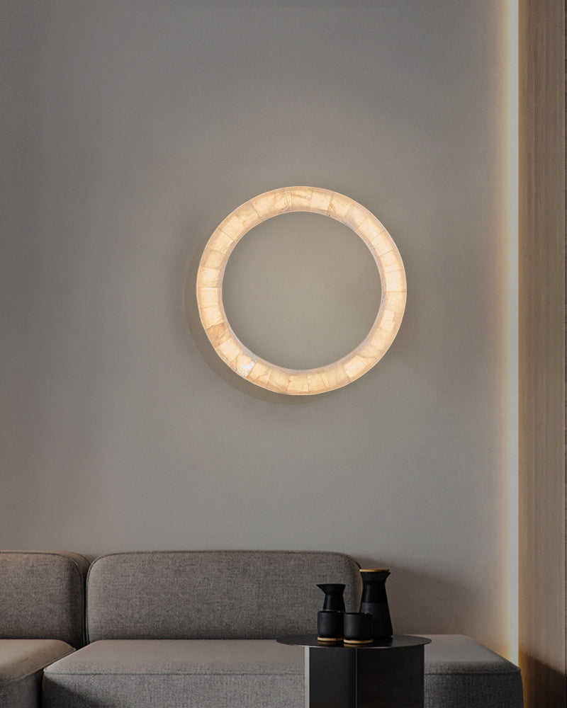 Round Circle Alabaster Marble Wall Light Fixture Mirror Sconce 30"40"