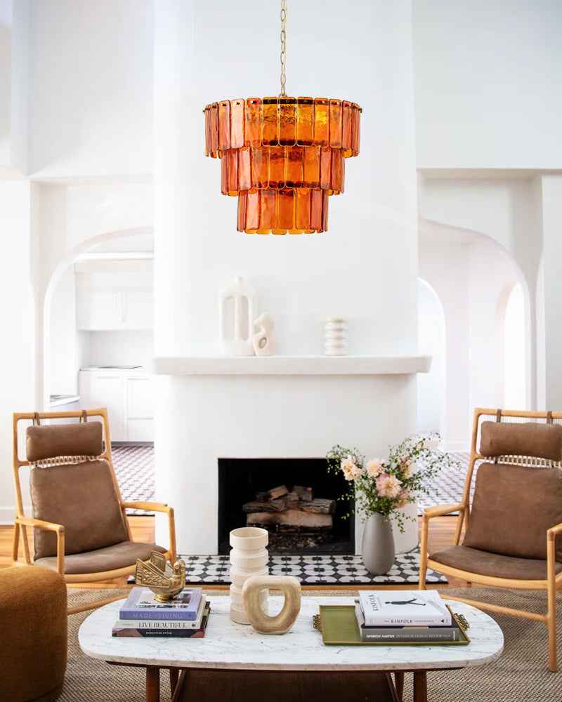 LightsStory Bespoke Round Multi-Tier Chandelier - Amber Glass Large 3-5 tiers