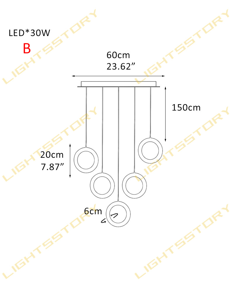 Elegant Stairwell Cluster Lighting LED Alabaste Circular Adjustable Pendant Light Fixtures
