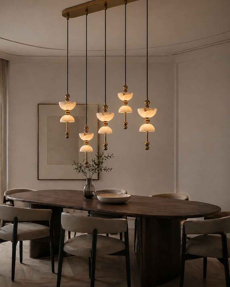 LightsStory Alabaster Mushroom Pendant Light - Retro Brass - White Nature Stone (Copy)