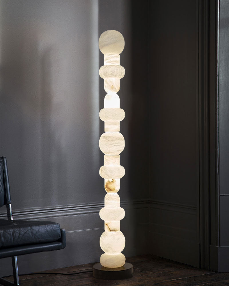 Modern White Alabaster High Standing Floor Lamp with geometric modeling design, Heigh 160cm,40W