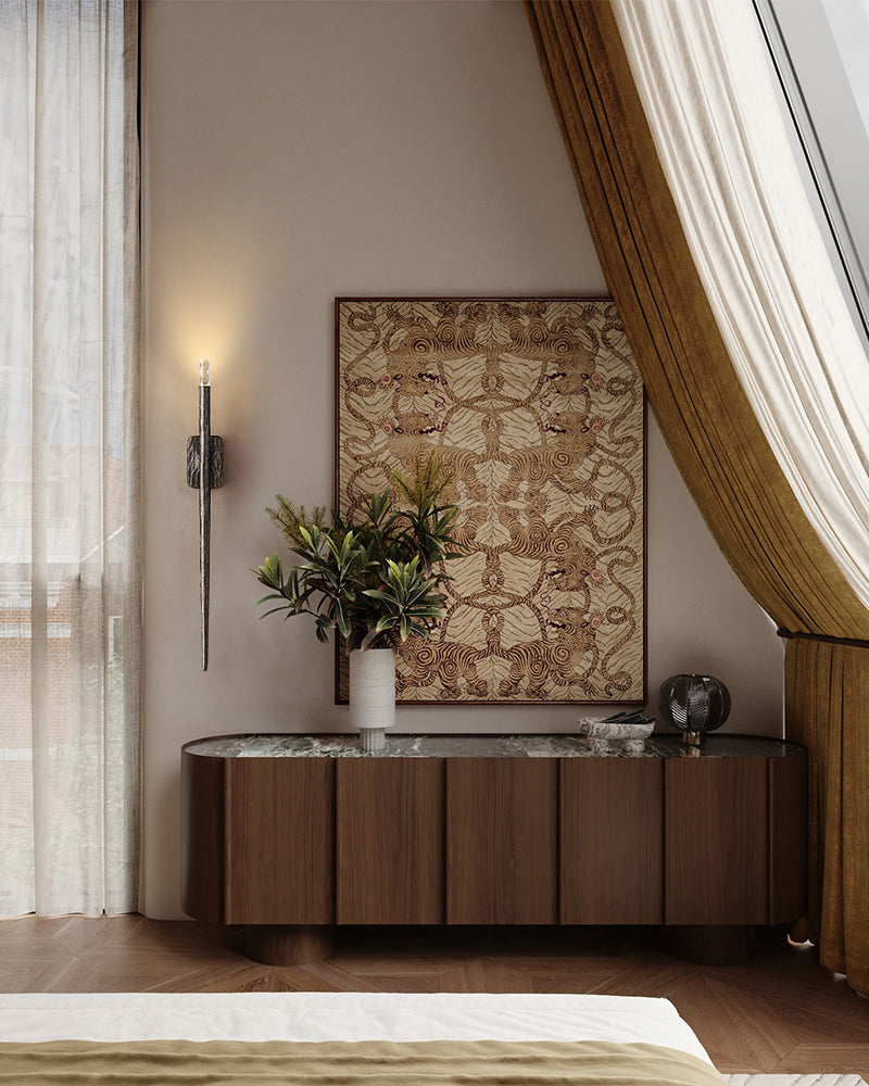 K9 Crystal Candle Wall Sconce - Matte Candle-Stem, Lux Copper Trim - Bedrooms, Hallways & Bathrooms