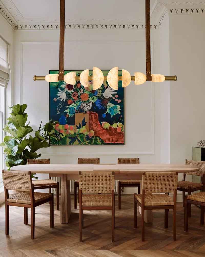 LightsStory Alabaster Linear  Pendant Light - Art Semicircle  White Stone