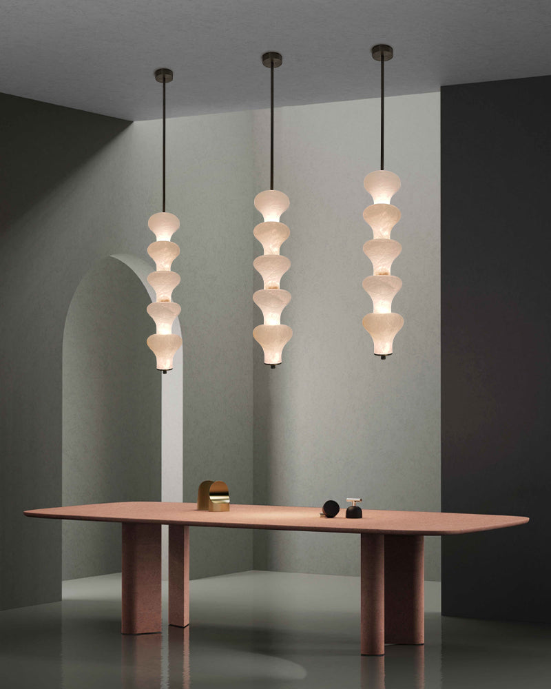 Modern Sculptural Alabaster Pendant Light with 5 Light Cluster Design for Kitchen Island Modern Pendant lamp