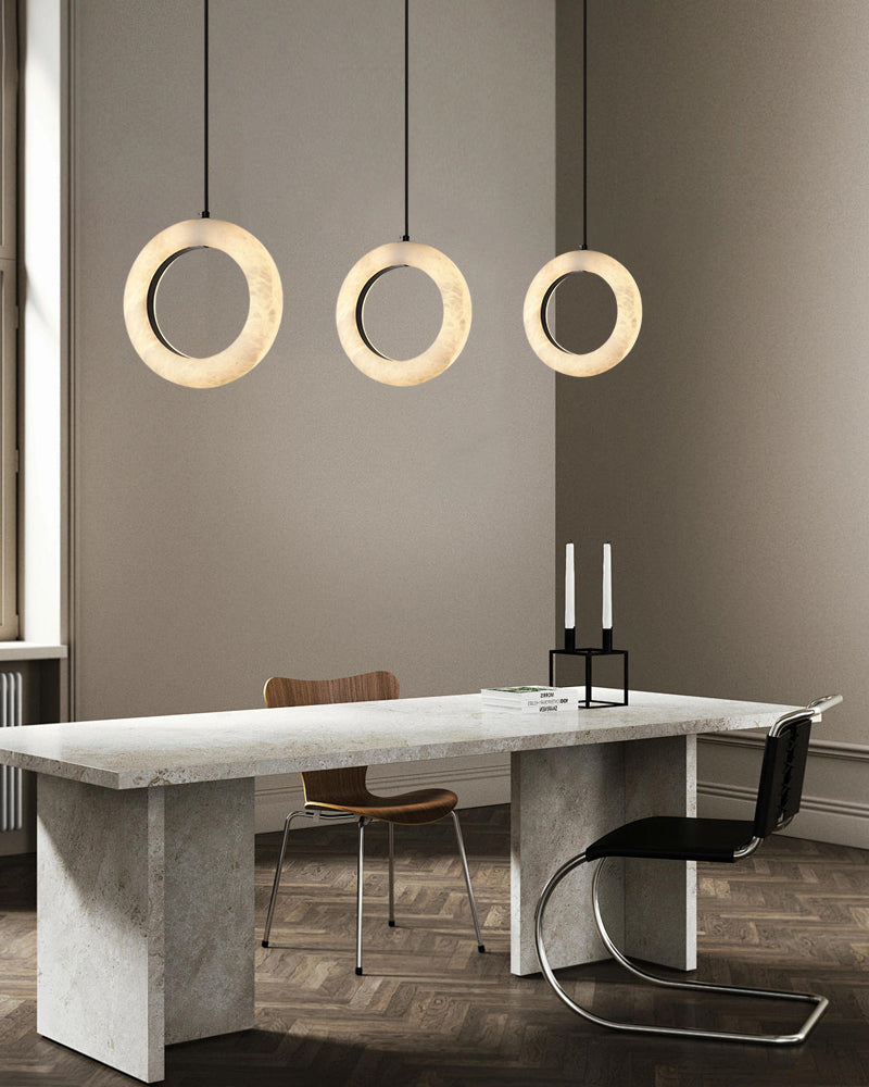 Elegant Stairwell Cluster Lighting LED Alabaste Circular Adjustable Pendant Light Fixtures