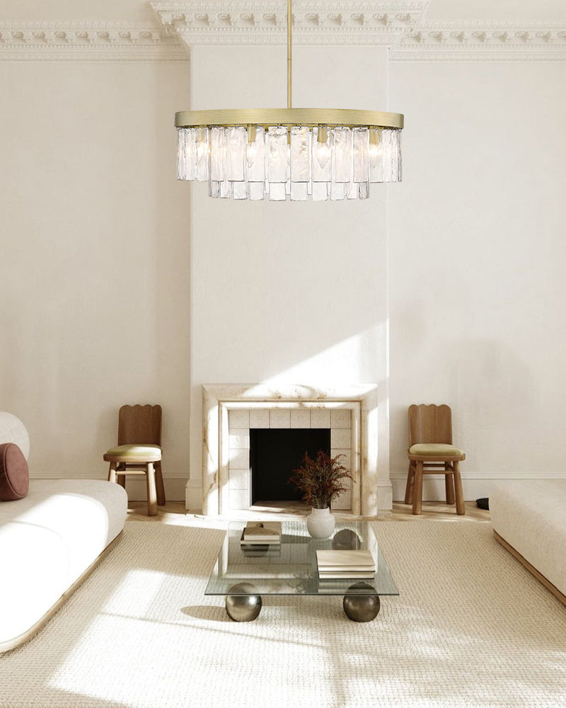 Clear Glass Multi-tier Black/Golden Chandelier Lighting for Living room - Luxury Cirara Collection