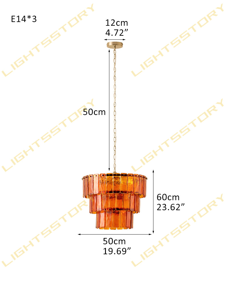 LightsStory Bespoke Round Multi-Tier Chandelier - Large Amber Glass