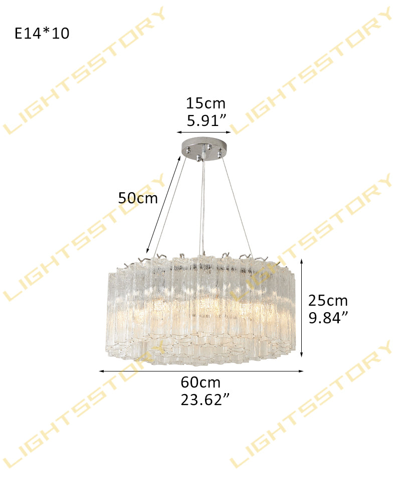 Murano Glass Round Mutil-layers Chandelier - Clear Star Shape Glass - Luxury Living Room