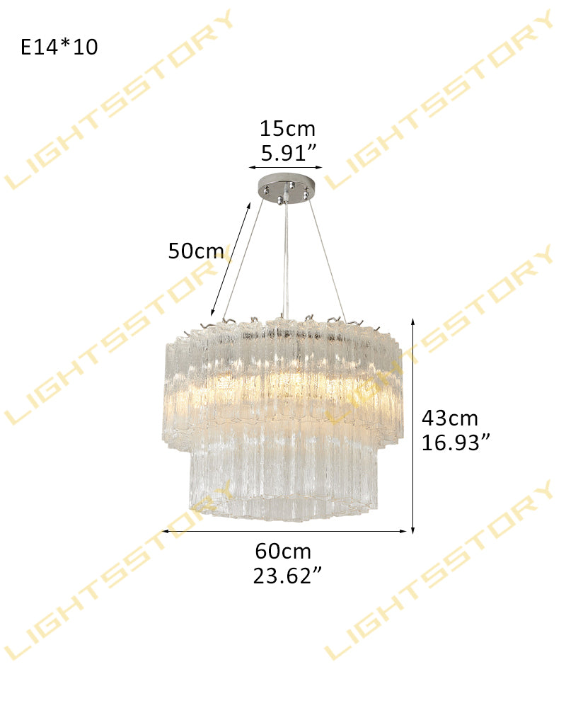 Murano Glass Round Mutil-layers Chandelier - Clear Star Shape Glass - Luxury Living Room