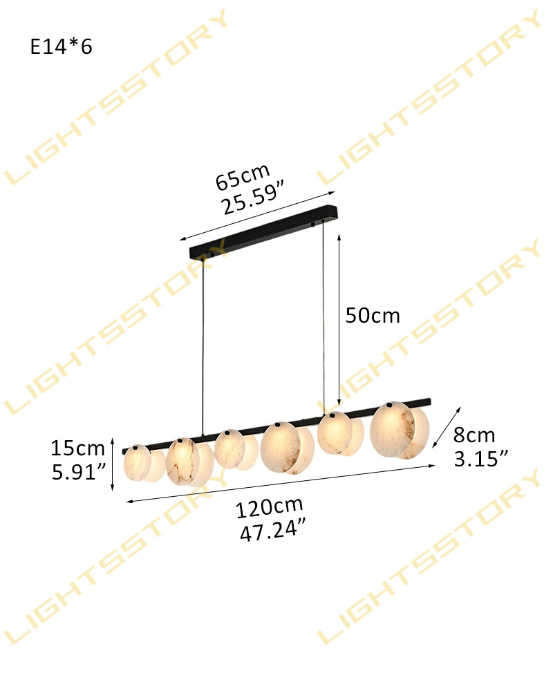 LightsStory Alabaster Statement Pendant Light - Linear Round Brass