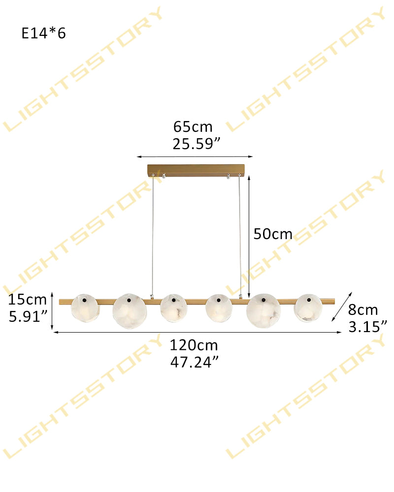 LightsStory Alabaster Statement Pendant Light - Linear Round Brass