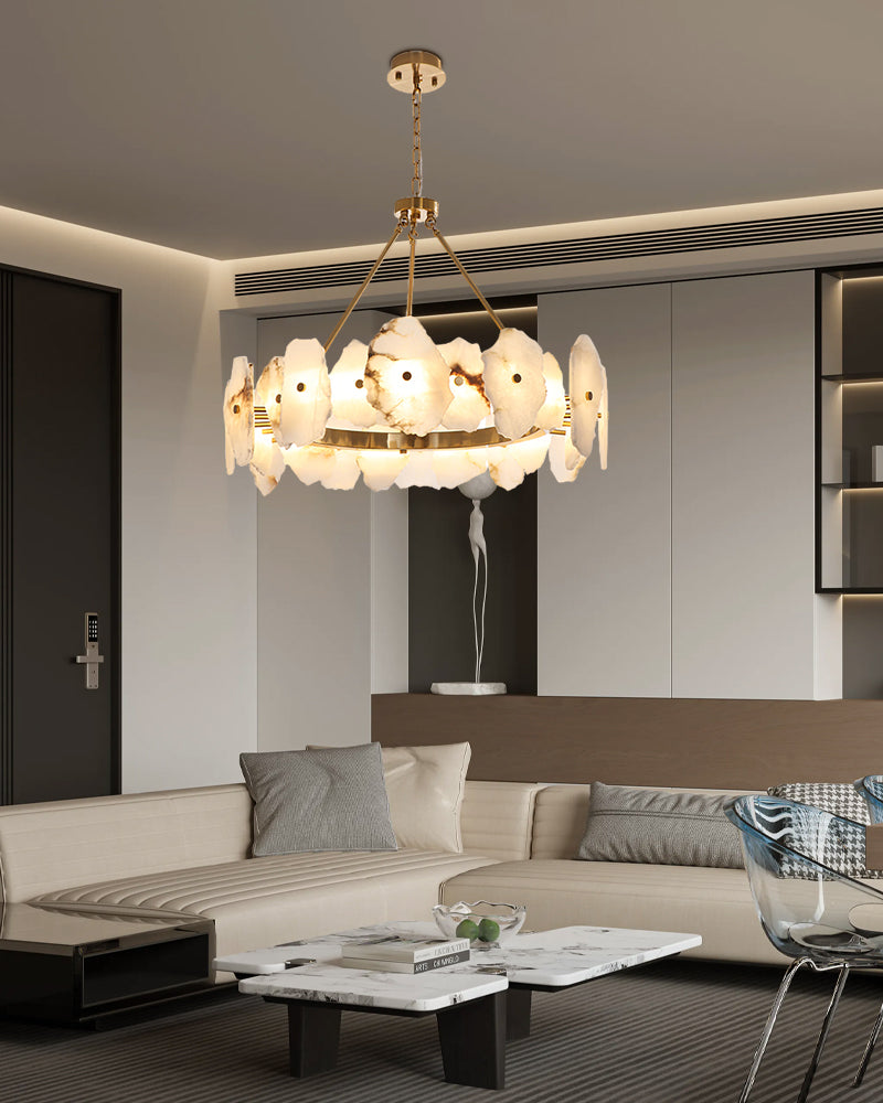 Luxury Irregular white Alabaster copper Chandelier,round/rectangle,60/80/100/120cm