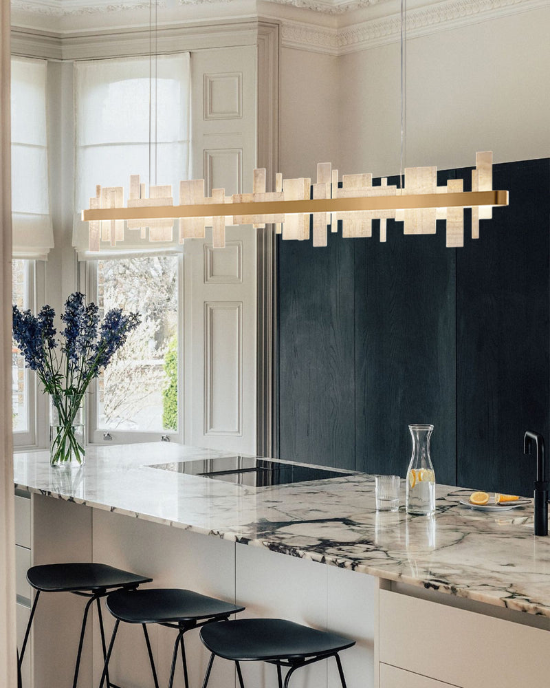 LightsStory Alabaster Rectangle Chandelier - Lux Gold - Statement - LightsStory Chandeliers & Crystal Lighting - USA