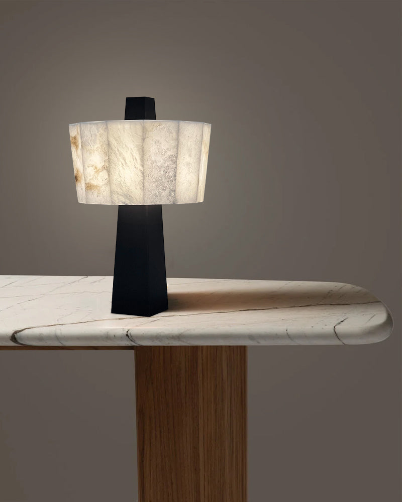 Bedside Tabletop Lamps LED Alabaster Grandeur Small Table Lamp Black Stainless Base Modern Table lamp