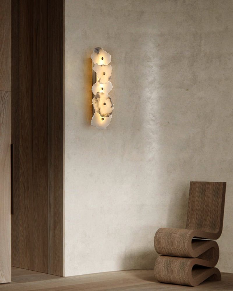 Art Decor Multiple Irregularity Shape LED Brass wall sconces White Alabaster Shade