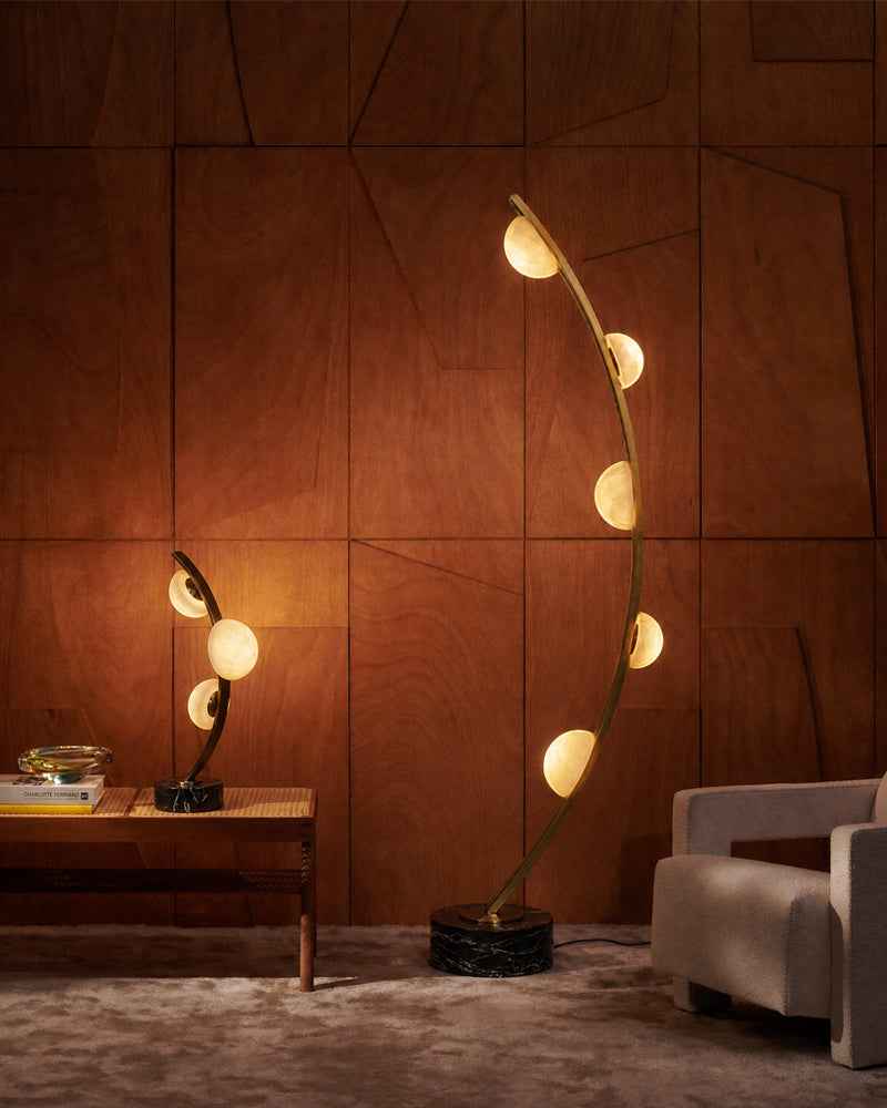 LightsStory Alabaster Curved Floor Lamp - Semi-spherical White Marble (Copy)