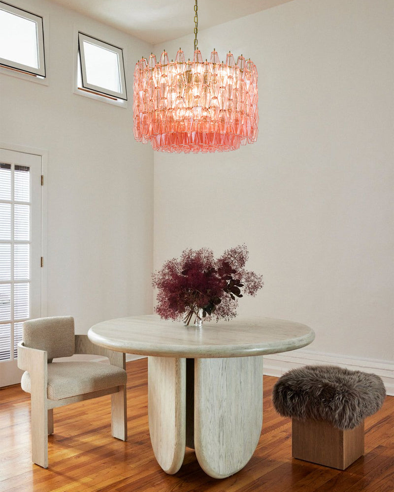 Murano Hand-Blown Glass Round Chandelier Wide 28" for Dining Room and Living Room
