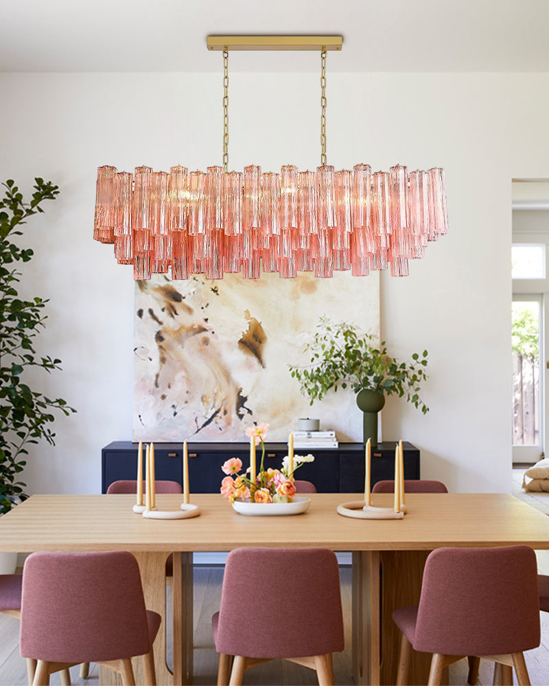 10/14/20/25 light Linear Large Murano Colorful Glass Chandelier in Brass/Chrome Hardwared Luxury Modern Chandelier