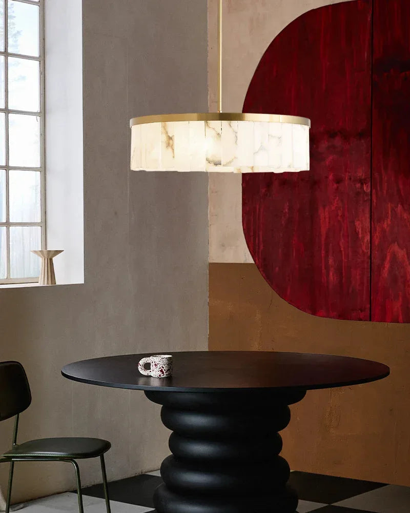 LightsStory Series Geometric Chandelier | Round Tier Handcrafted Natural Plaster, Brass Black finish for Living rooms, bedrooms, and dining areas American chandelier