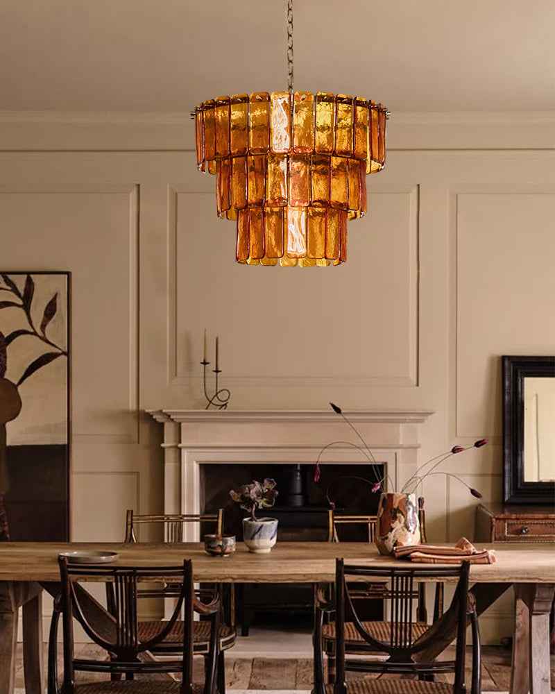 LightsStory Bespoke Round Multi-Tier Chandelier - Amber Glass Large 3-5 tiers