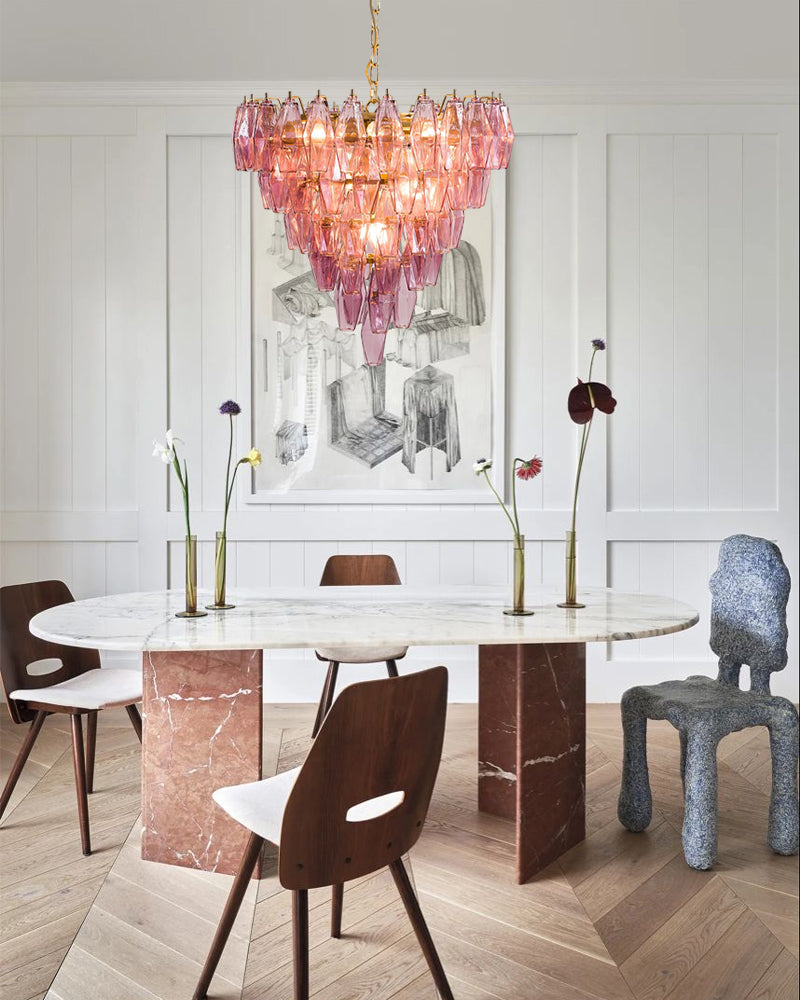 Modern Multi-Layer Murano Colorful Glass Round Chandelier Gold Framework for living room