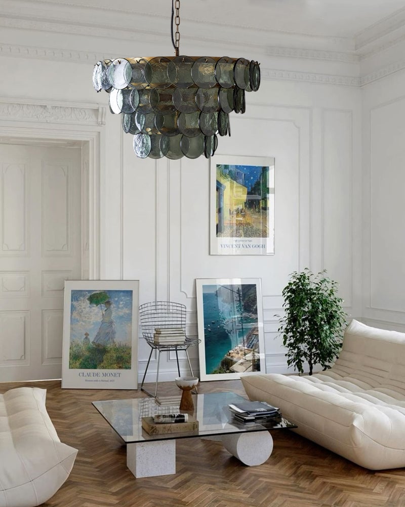 Geometric Hand-blown Pendant Light Borosilicate Glass with Brushed Brass for Kitchen Islands and Dining Rooms American chandelier