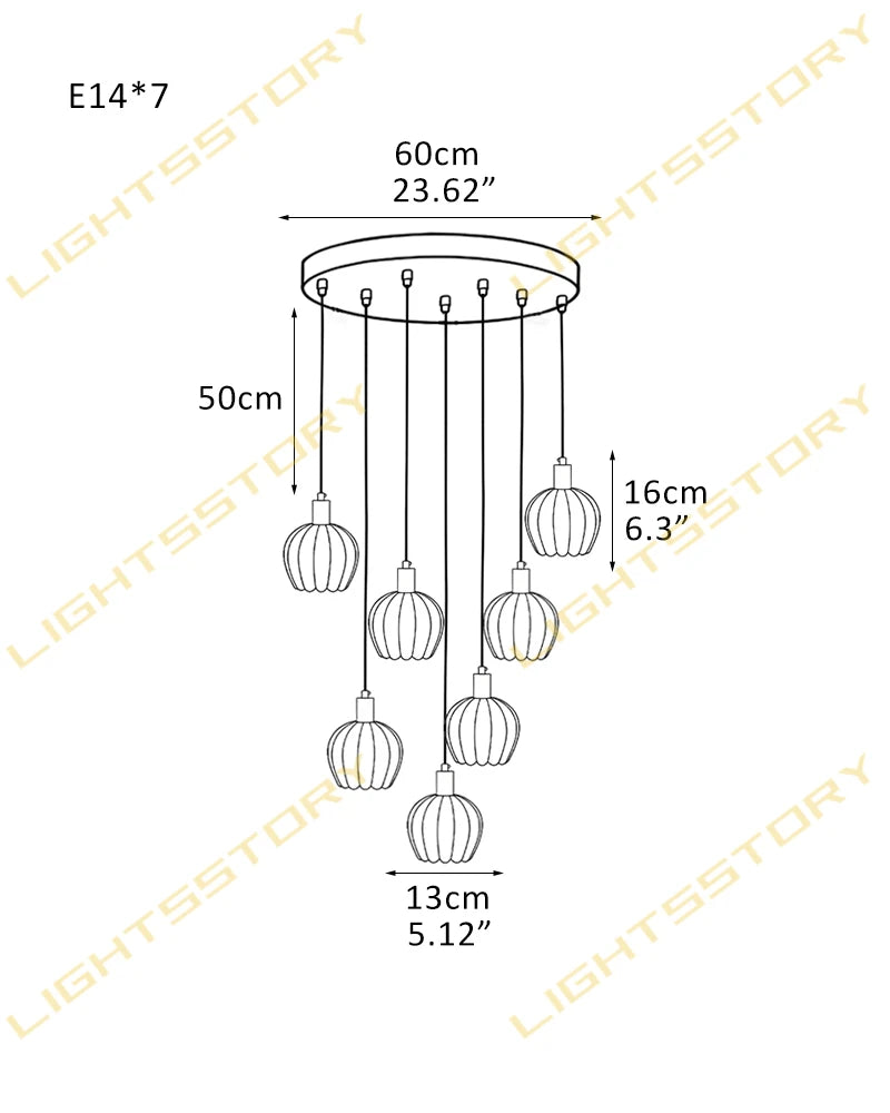 Lightstory Series Minimalist Alabaster Marble Pendant Lighting | Elegant Bud Shape Hanging Lamp for Dining Room 7 light-L13*H16CM L5.12"*H6.3" American chandelier