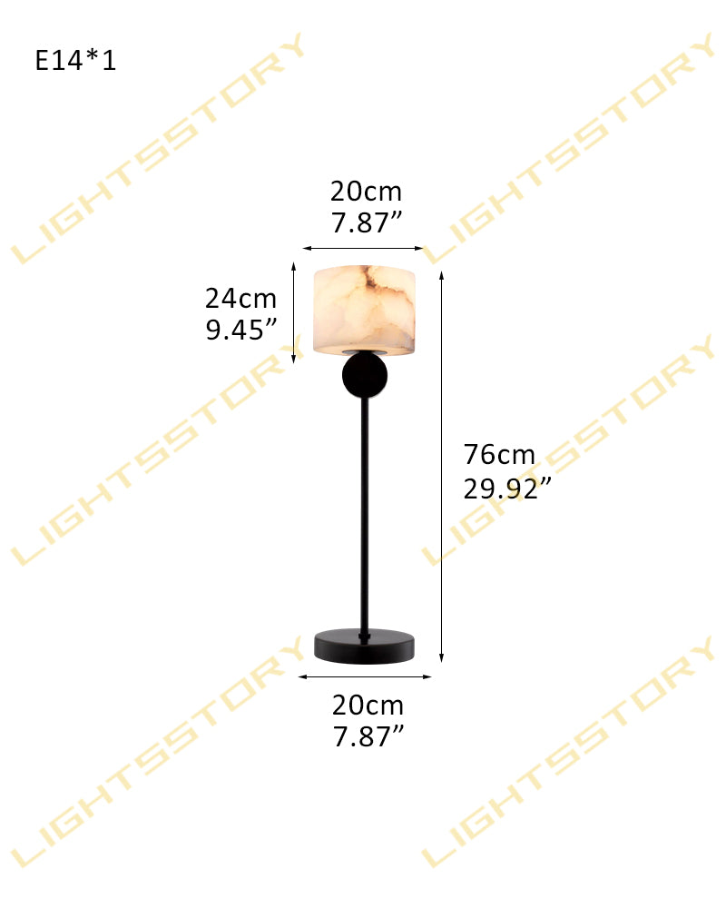 Etruscan Small Table Lamp Alabaster Round/Square Drum Shade Modern Bedside Lamp