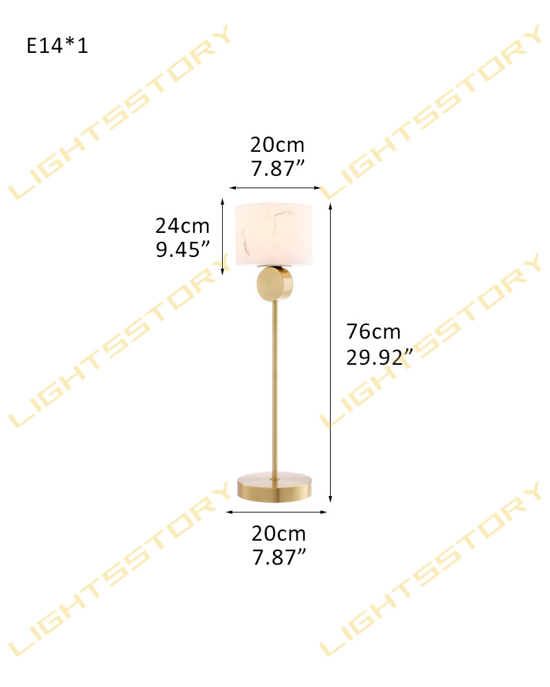 Etruscan Small Table Lamp Alabaster Round/Square Drum Shade Modern Bedside Lamp