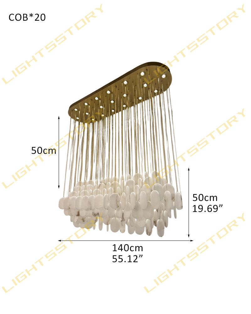 LightsStory Alabaster Streamline Chandelier - Geometrical White Stone