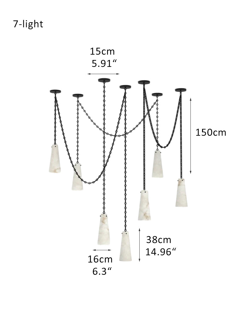 Modern Indoor Lamp,3 light Alabaster Chandelier lamp with adjustable brass/black chain