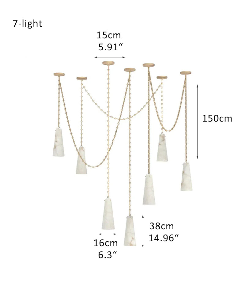 Modern Indoor Lamp,3 light Alabaster Chandelier lamp with adjustable brass/black chain