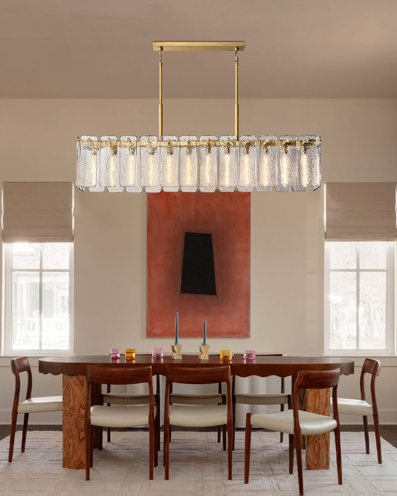 Calamette Clear Glass Linear Chandelier Indoor Lighting Wide 60" 71" for Kitchen Island