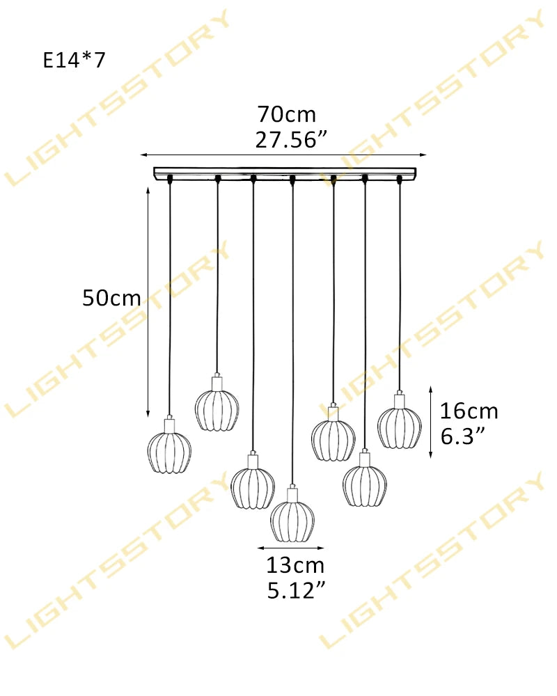 LightsStory Series Flower Bud Pendant Lights with Alabaster Petals with Gold or Black accents for Living Rooms and Dining Rooms 7 light-L13*H16CM L5.12"*H6.3" American chandelier