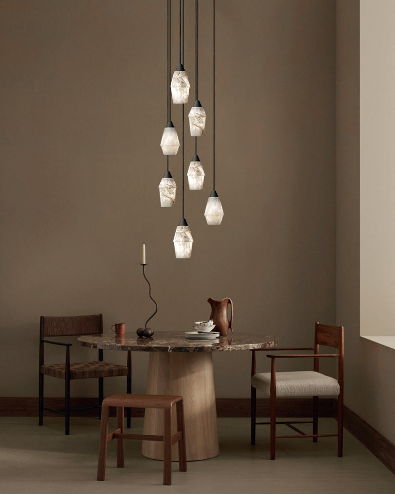 LightsStory Ethereal Marble Round Pendant Light - Artisanal Black