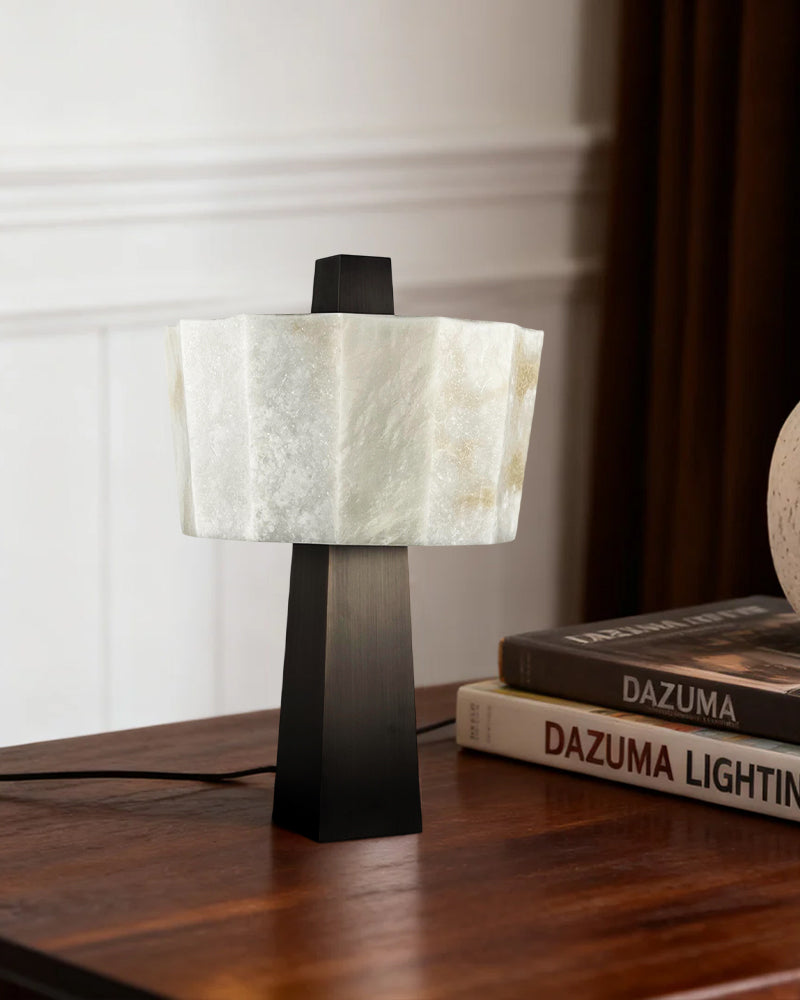 Bedside Tabletop Lamps LED Alabaster Grandeur Small Table Lamp Black Stainless Base Modern Table lamp