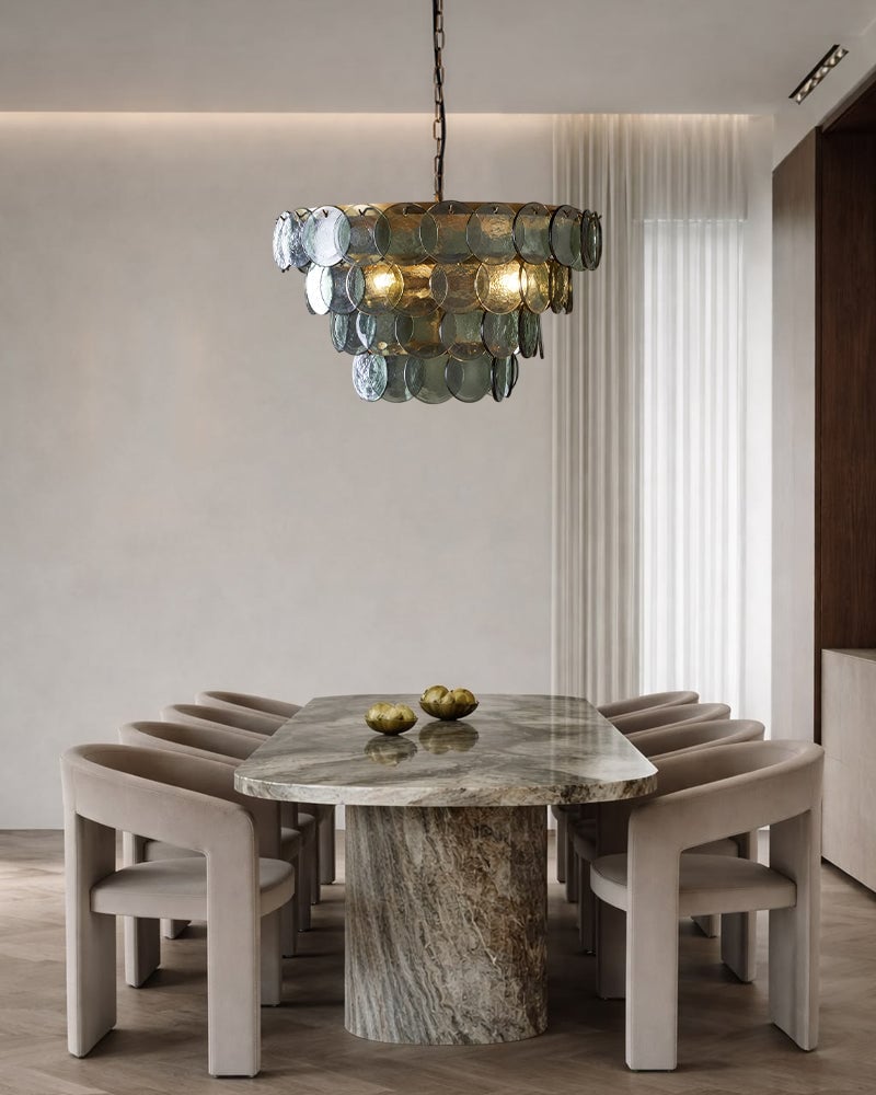 Geometric Hand-blown Pendant Light Borosilicate Glass with Brushed Brass for Kitchen Islands and Dining Rooms American chandelier