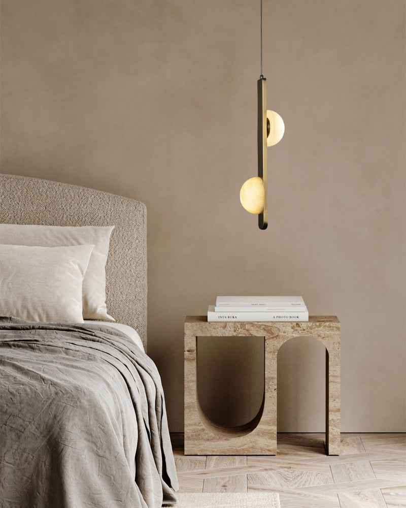 LightsStory Alabaster Drop-shaped Pendant Light - Statement Brass