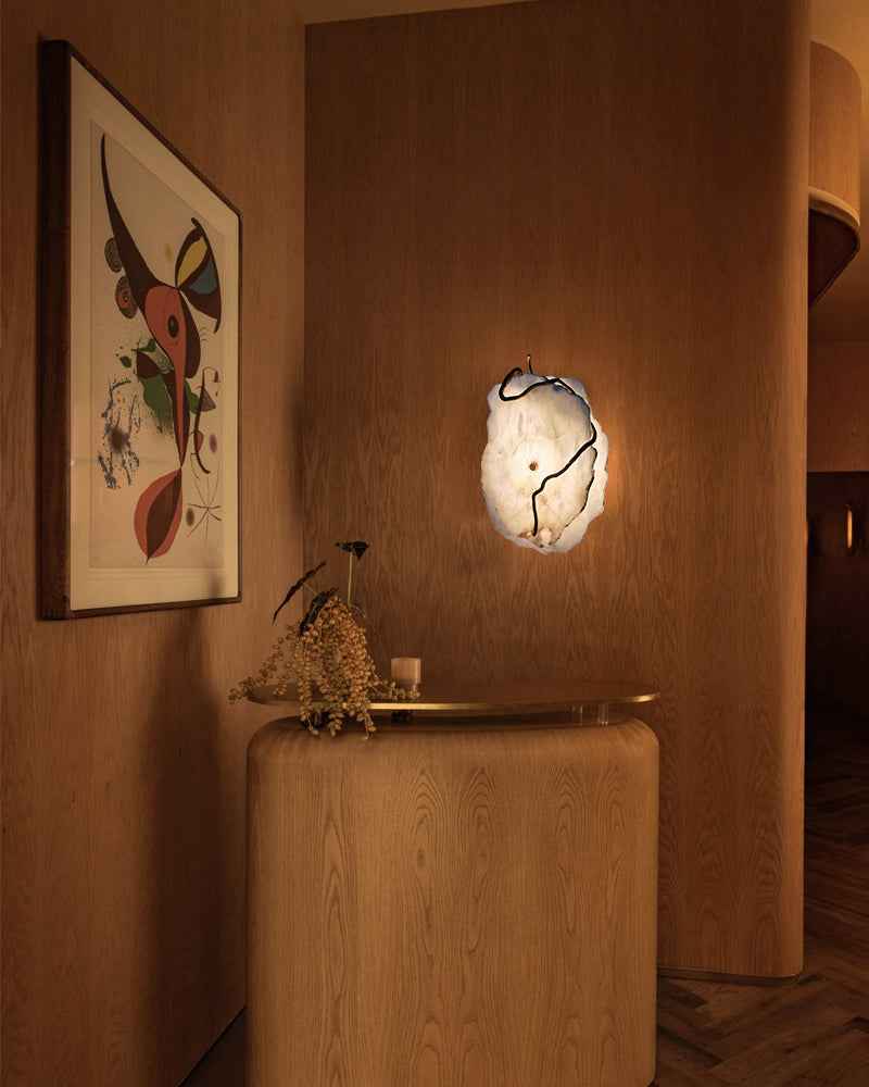 LightsStory Alabaster Multi-layer Wall Light - White Stone Wall Sconces