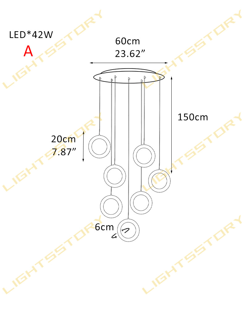 Elegant Stairwell Cluster Lighting LED Alabaste Circular Adjustable Pendant Light Fixtures