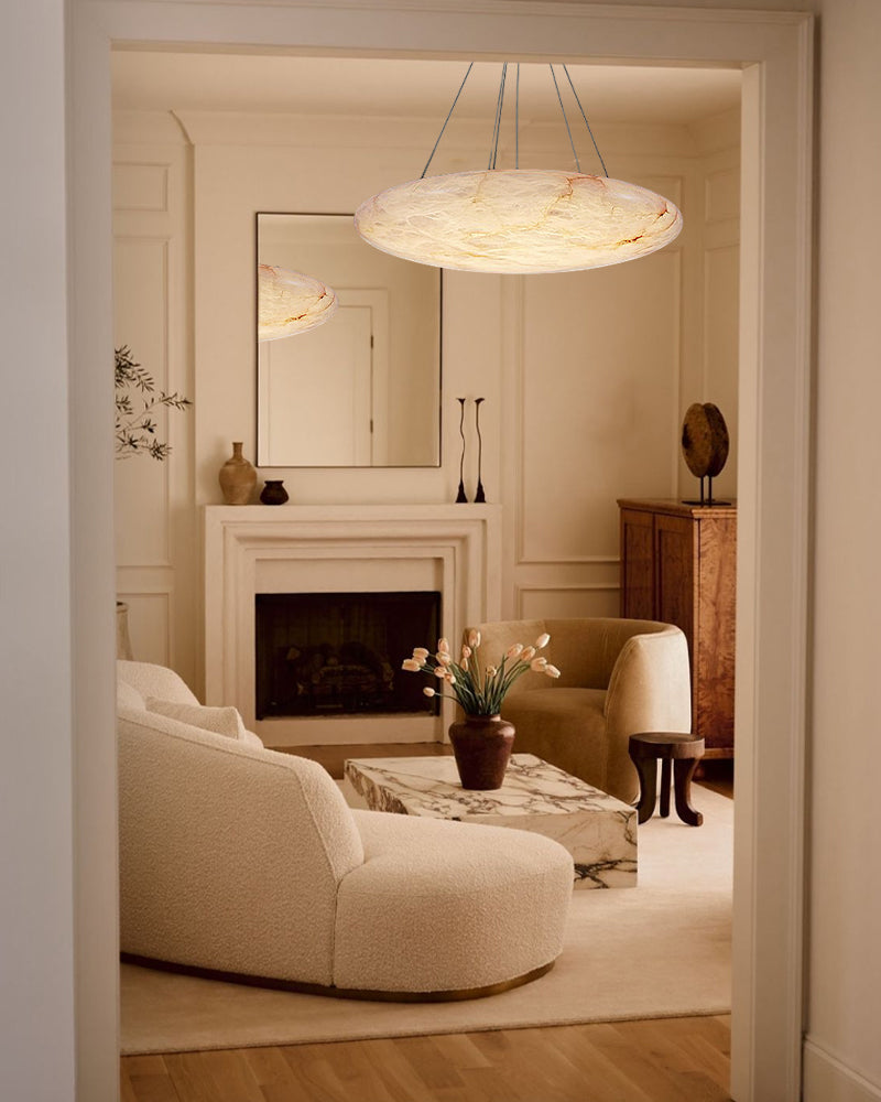 LightsStory Alabaster Oval Chandelier - Heritage Brass - Statement