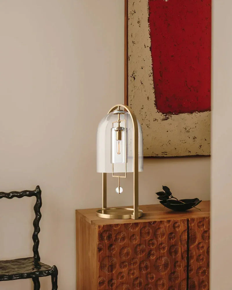 Amalfi Series Architectural Table Lamp | Sculptural Intersecting Stems Ribbed borosilicate glass and lacquered metal with brushed brass accents, Lacquered metal with brushed brass accents for Dining rooms, lobbies, and modern open spaces Vintage Simple Table Lamp