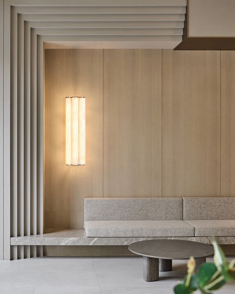 Modern Minimalist Cylinder LED Pendant Lamp Brass/Black Adjustable Pole| Natural Marble Modern Pendant lamp