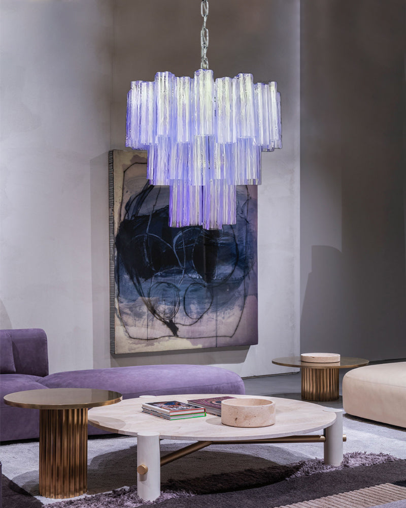 Modern Colored Murano Purple Glass Tube Tronchi Chandelier