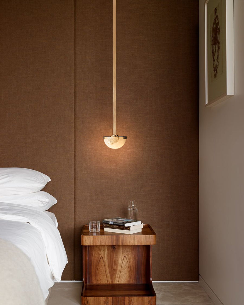 Comporta Series Geometric Wall Sconce | Sculptural Two-Tier Hand-Carved Natural Alabaster, Brass and Black finish for Living Rooms, Hallways, and Bedside Suites Flush Mounted Wall Sconce Lamp