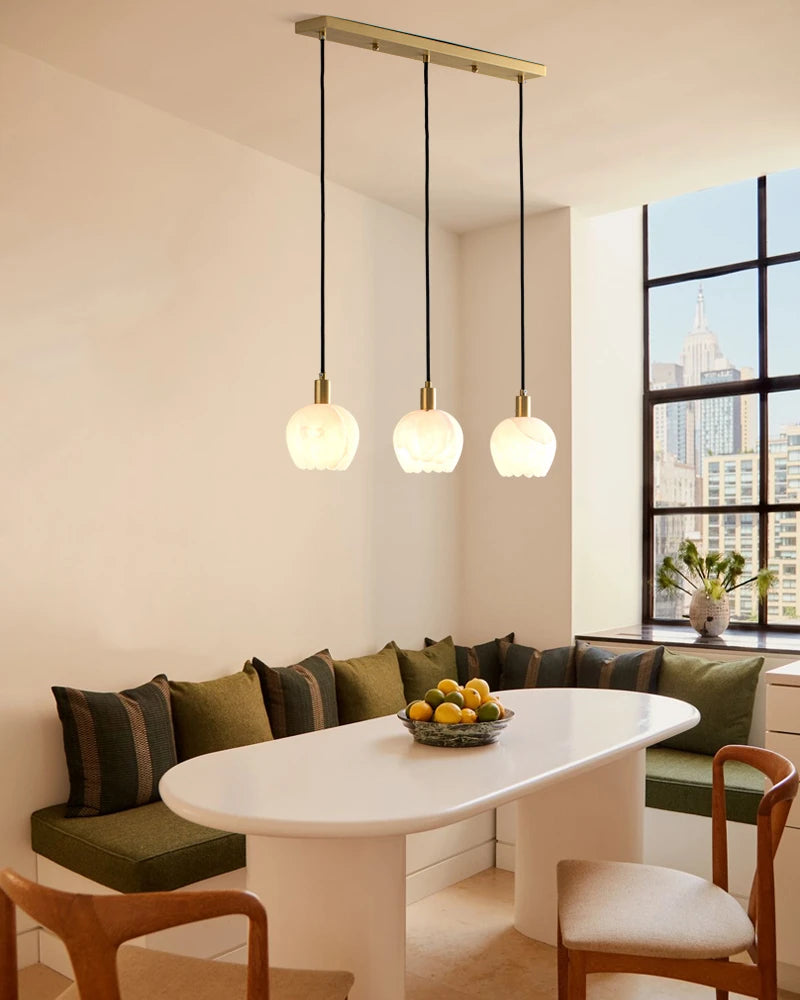 Lightstory Series Modern Alabaster Marble Pendant Lighting | 3/5/7/9 Lights Petal Bud with Gold or Black accents for Dining Room,Hotels American chandelier