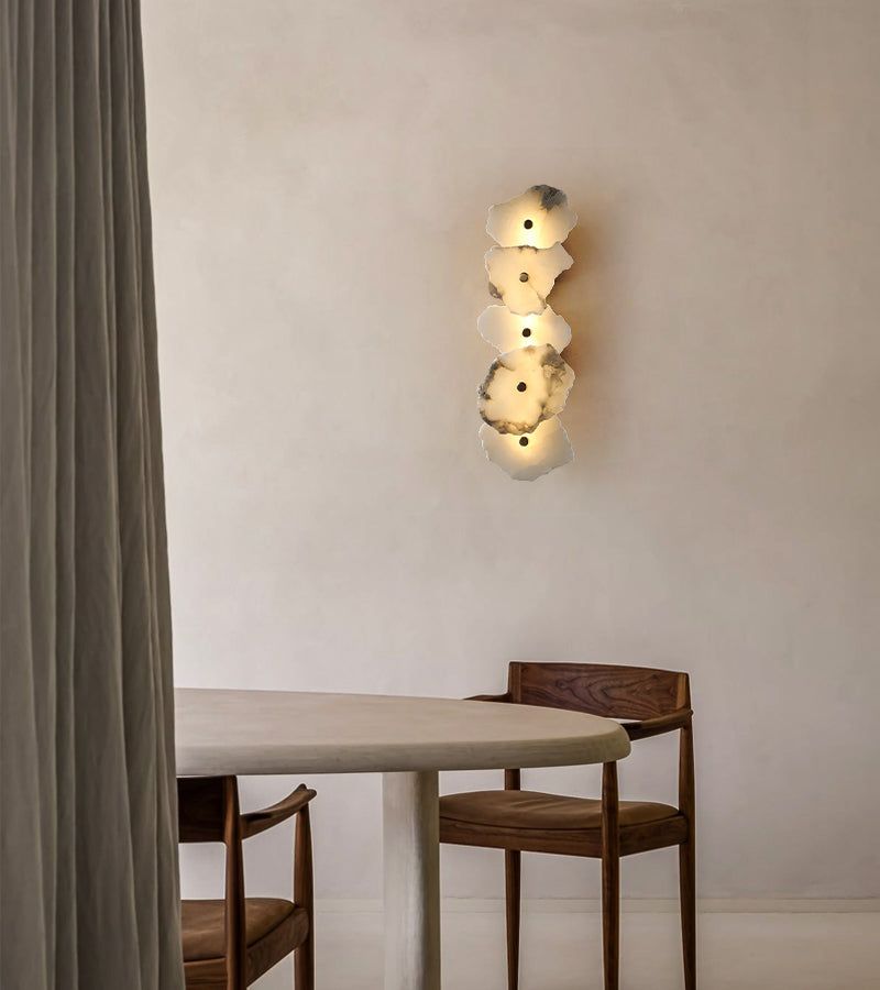 Art Decor Multiple Irregularity Shape LED Brass wall sconces White Alabaster Shade
